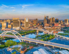 A scenic view of Nashville with vibrant colors